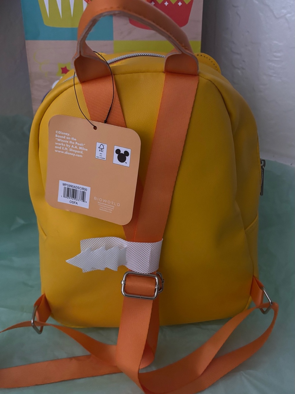 Disney Yellow Winnie the Pooh Kids Backpack with Red Pocket - Picture 3 of 5